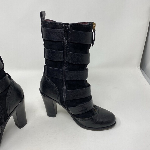 MARC BY MARC JACOBS Gold Buckle Leather Suede MidCalf Belted HEEL BOOTS / EU 37 - Picture 8 of 16